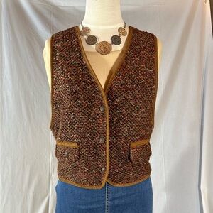 VTG 80s Stonebridge Vest LG Copper Brown Button Up Western Cottagecore USA Made